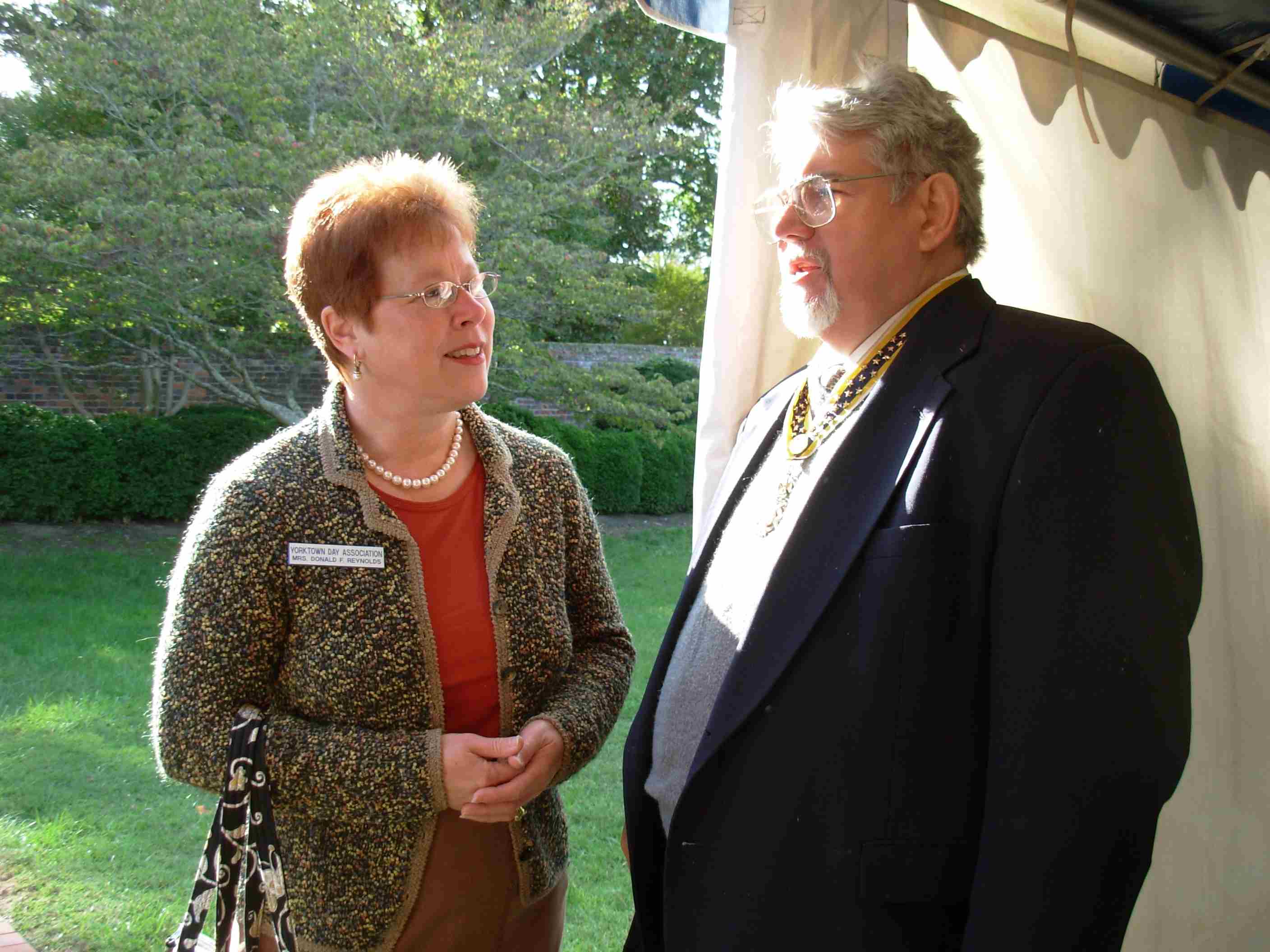 John Sinks and Suzanne Reynolds at the reception hosted by the Compte de Grasse Chapter DAR.
