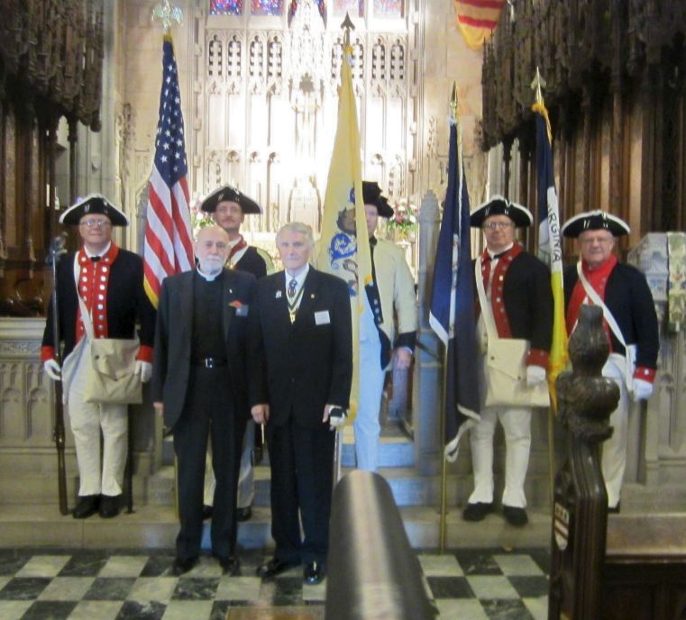 Virginia delegation at the November 9th prayer service. 1st row, L to R Reverend Sasser, President Broadus. 2nd row, Virginia Society Color Guard.