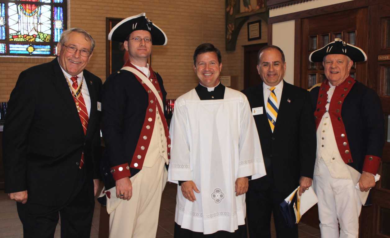 Father Hathaway with fellow Compatriots Jack Sweeney (left), Darrin Schmidt, Bill Price, and Larry McKinley.