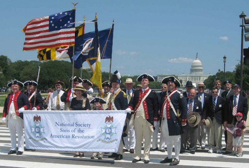 Members of the Fairfax Resolves, VASSAR, and Maryland Society SAR in front of the U.S. Capitol building before the Memorial Day Parade in Washington D.C.