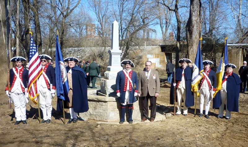 Members of the Fairfax Resolves and VASSAR Color Guard at the site of the Dan River Crossing by General Nathanael Greene and his men.