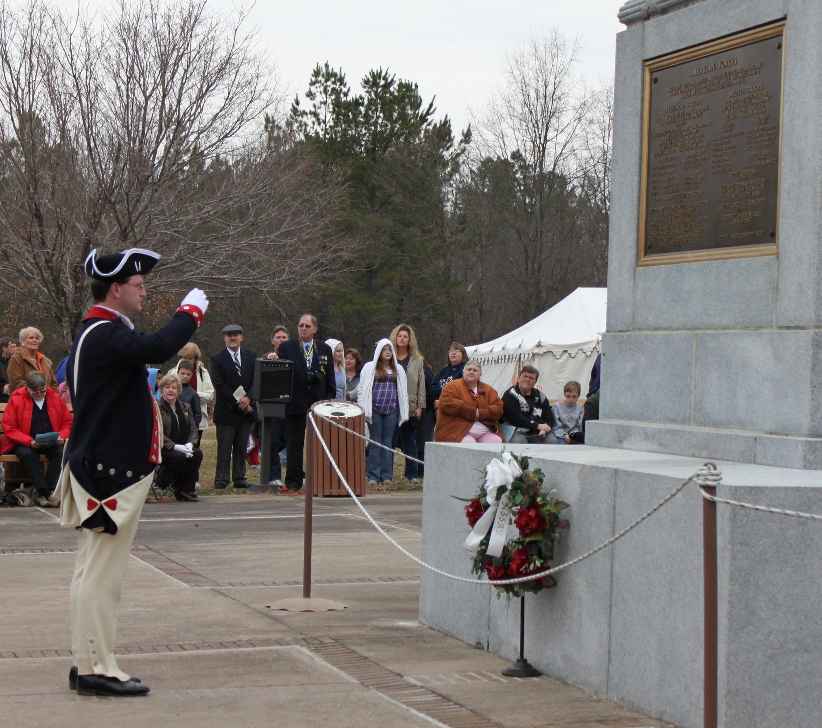 Darrin Schmidt salutes the soldiers that fought and died at the Battle of Cowpens.