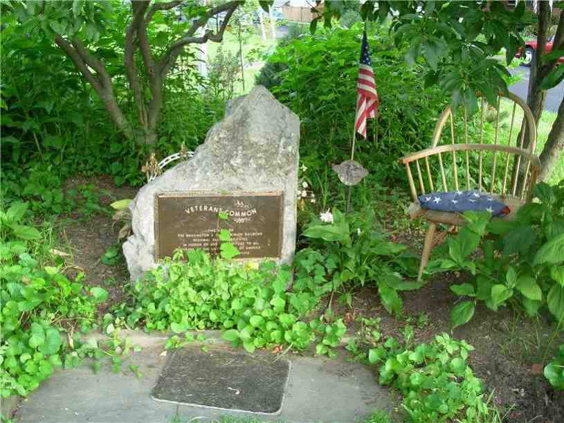 Stone marker at Veterans Common
