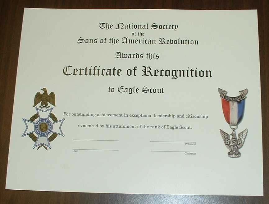 Eagle Scout Certificate of Recognition