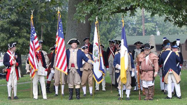 The combined Colorguard lining up in formation