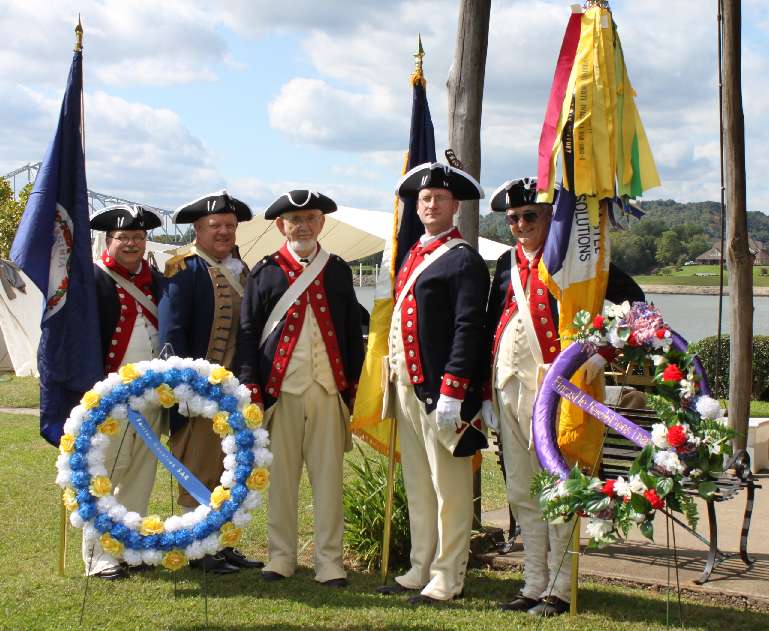 The VASSAR Colorguard. From left to right: Allen Brahin, Larry McKinley, Andrew Johnson, Darrin Schmidt, and Dennis Fritts