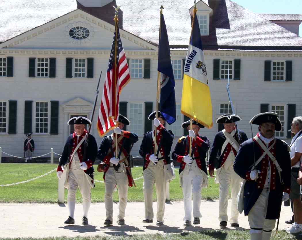 The VASSAR Colorguard presenting Colors at the naturalization ceremony held in front of the Mt. Vernon mansion.