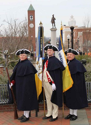 Fairfax Resolves Chapter Color Guardsmen in front of the Daniel Morgan Statue in downtown Spartanburg, SC.