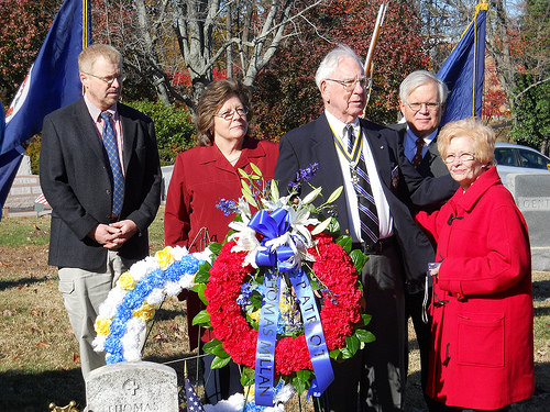 Attendees at the Fairfax City Cemetery in Fairfax, Virginia